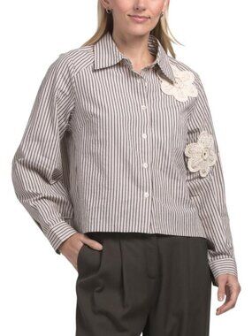 SOLITAIRE Striped Applique Shirt